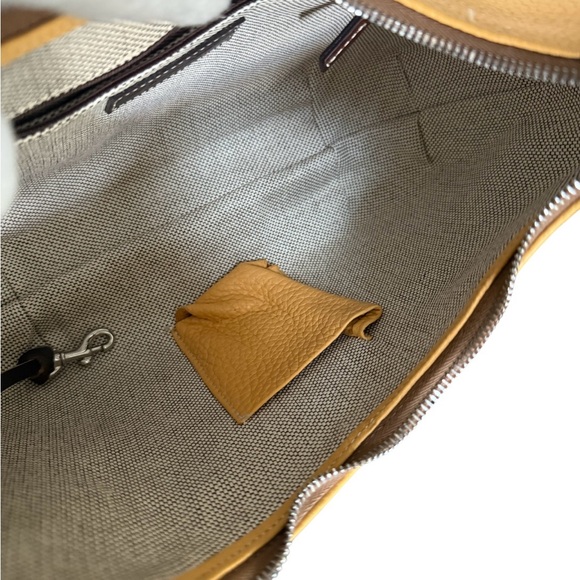 Authentic Dooney & Bourke Yellow Brown Leather Shoulder Hobo Bag - Picture 9 of 13